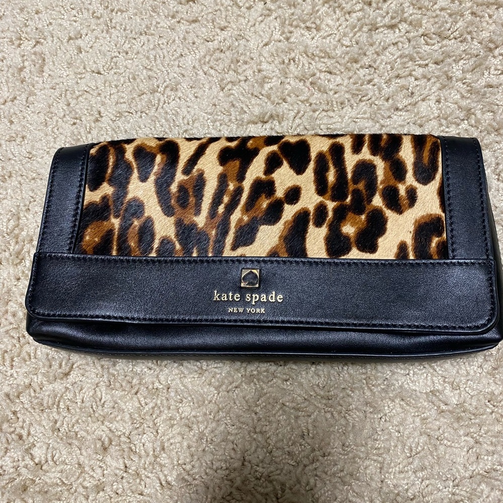 Kate spade leopard clutch